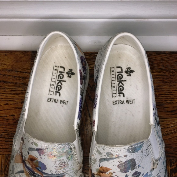 Reiker Madeira Silver Floral Print Slip On Shoes - Picture 5 of 8